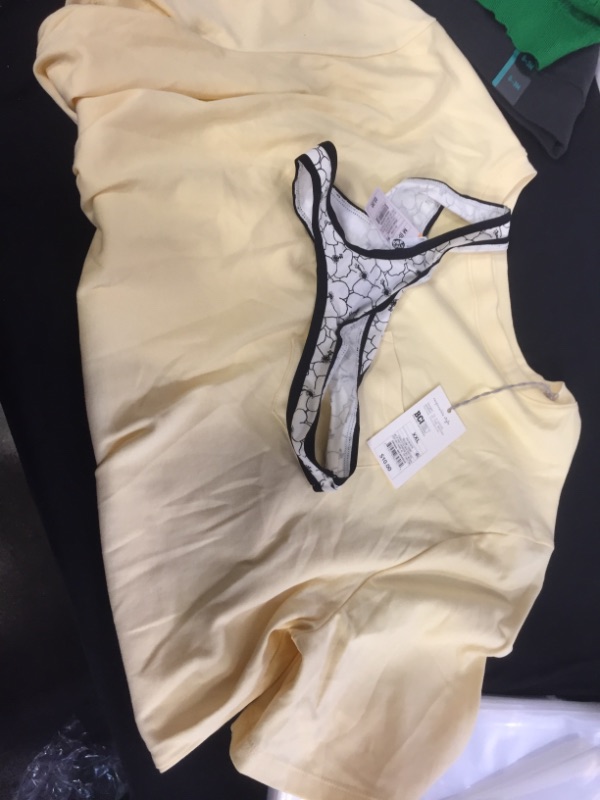 Photo 1 of 2PC LOT
YELLOW WOMEN'S SHIRT, XXL
WOMEN'S THONG, SIZE M