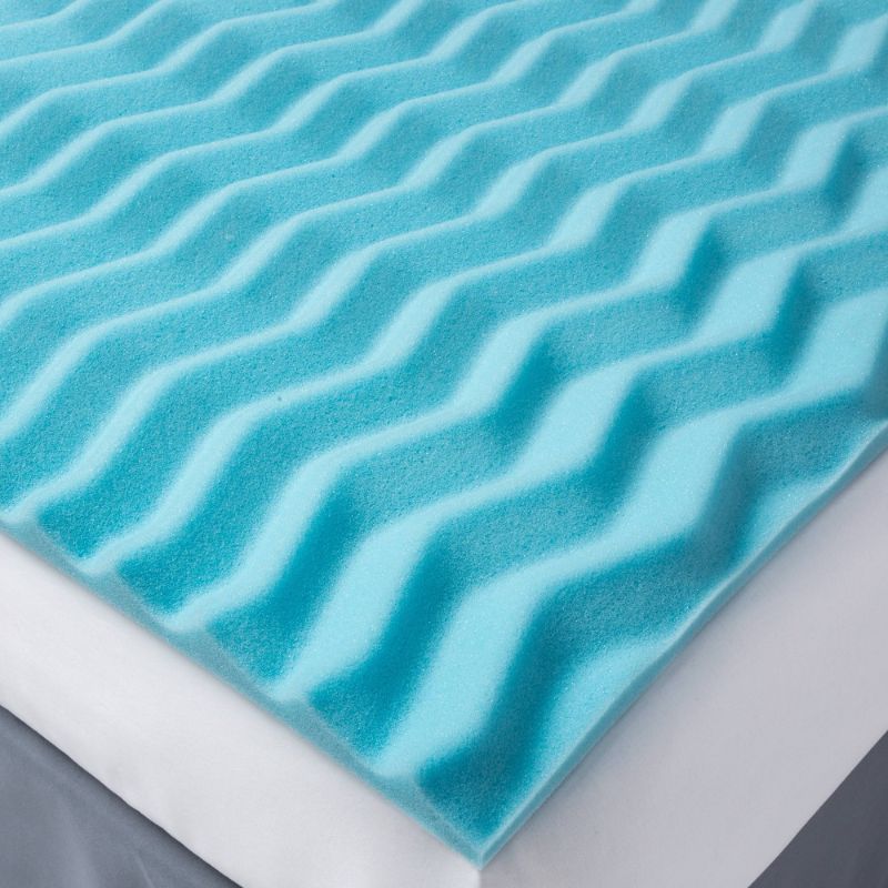 Photo 1 of 1.5" Reversible Wave Memory Foam Mattress Topper - Made by Design, TWIN
