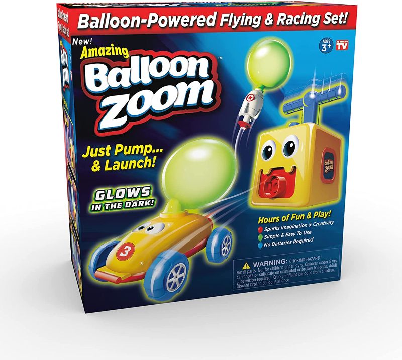 Photo 1 of Ontel Balloon Zoom Balloon-Powered Flying & Racing Set, Ages 3+ , Blue
