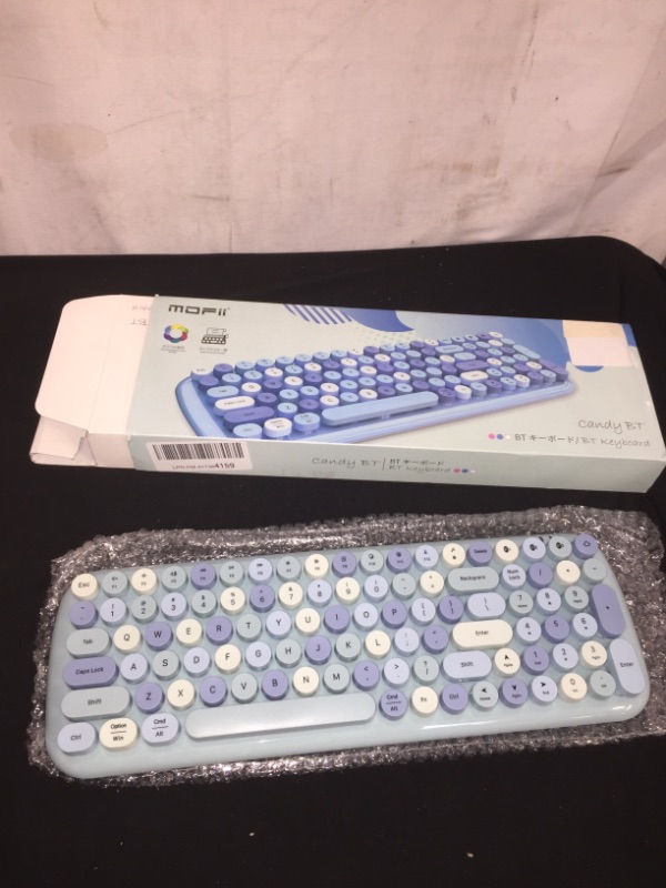 Photo 2 of Wireless Keyboard and Mouse Combo, Blue Retro Wireless Keyboard with Round Keycaps, 2.4GHz Dropout-Free Connection, Cute Wireless Mouse, Compatible with PC/Laptop/Mac/Windows XP/7/8/10 (Blue-Colorful)