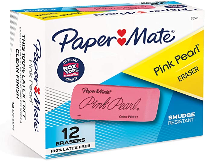 Photo 1 of 2PC LOT
Paper Mate Pink Pearl Erasers, Large, 12 Count

Pre-Sharpened Pencil, 2, Yellow Barrel, 30/Pack - DIX13830