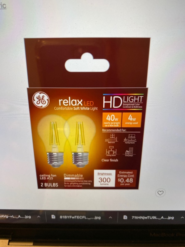 Photo 1 of ?General Electric 2pk Ca Relax LED Light Bulb SW A15 CF Clear
