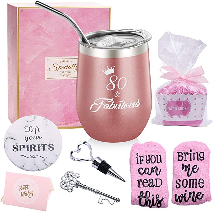 Photo 1 of 1941 80th Birthday Gifts Fabulous Wine Tumbler - Cute Birthday Gifts for Women - Funny Birthday Wine Gifts Ideas for Her, Best Friend BFF, Mom, Grandma, Wife, Daughter, Sister, Aunt, Coworker, FACTORY SEALED 