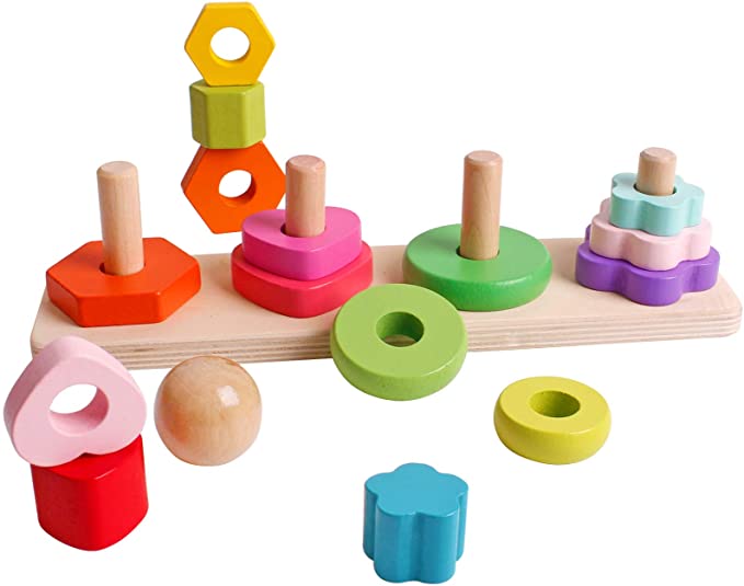 Photo 1 of 2PC LOT
Wooden Four Column Tower Rainbow Stacker Stacking Ring Game Toddler Learning Toy 3 Years Old boy and Girl Refined Exercise, 2 COUNT