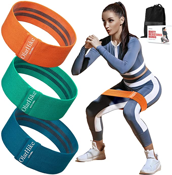 Photo 1 of  Resistance Bands Set for Women Butt and Legs, Exercise Workout Elastic Bands for Booty, Fabric Glute Hip Thigh Cotton Bands for Yoga Working Out, Wide Circle Non-Slip Resistance Squat Band