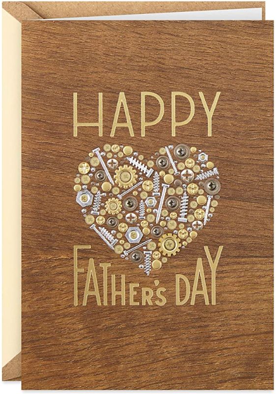 Photo 3 of 3PC LOT
Hallmark Funny Father's Day Card (Big Enchilada)

Hallmark Mothers Day Card (Motherhood is the Best Job)

Hallmark Signature Wood Fathers Day Card for Dad (Nuts and Bolts Heart)
