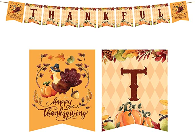 Photo 1 of 2PC LOT
Thankful Banner Decoration, Pre-Stung Thankful Sign Thanksgiving Banner, Turkey, Autumn Leaves, Pumpkin decorations, 2 COUNT