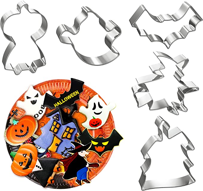 Photo 1 of 2PC LOT
Halloween Cookie Cutters, 5 Pcs Metal Holiday Cookie Cutters for Kids,Ghost Bat Pumpkin Head Witch House

Large Halloween Cookie Cutters, 6 Pcs Metal Cookie Cutters Shapes Set, Pumpkin, Cat, Candy, Ghost, Bat