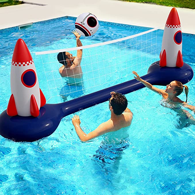 Photo 1 of heytech Inflatable Pool Game Set Volleyball Game with 1 Ball, Inflatable Float Steamship Large Size for Kids and Adults Swimming Game Toy, Floating Summer Floaties…, FACTORY SEALED 