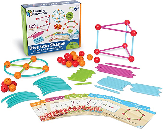 Photo 1 of Learning Resources Dive into Shapes! A Sea and Build Geometry Set, 129 Pieces