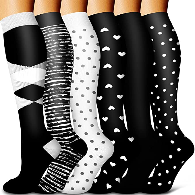 Photo 1 of Copper Compression Socks Women & Men Circulation(6 pairs) - Best for Running, Nursing, Hiking, Recovery & Flight Socks, SIZE L/XL