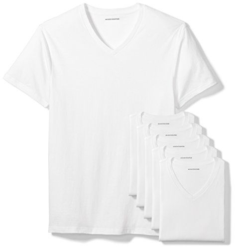 Photo 1 of Amazon Essentials Men's 6-Pack V-Neck Undershirts, White, Large, SIZE L