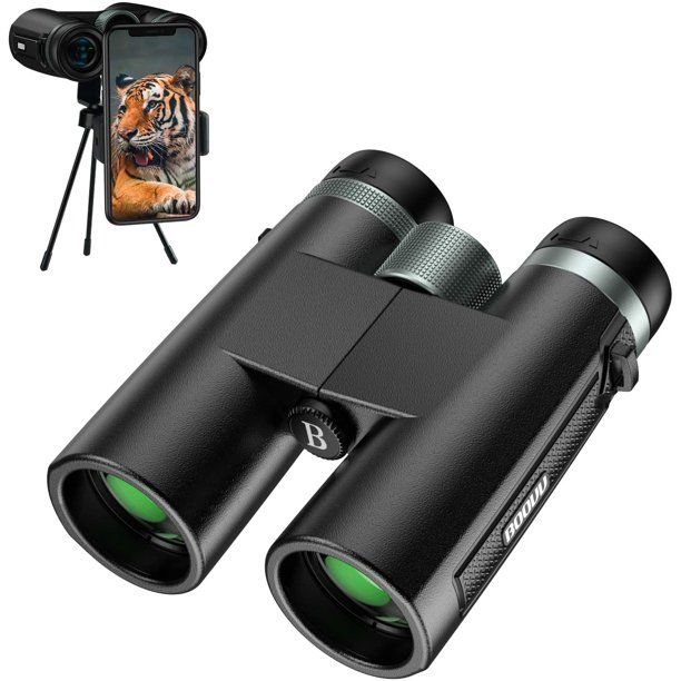 Photo 1 of BOOVV 12X42 Binoculars for Adults, HD Professional Binoculars for Bird Watching,Traveling,Hiking, Hunting and Sports Events with Smart Phone Adapter for Photography-Super Bright BAK4 Prism FMC Lens