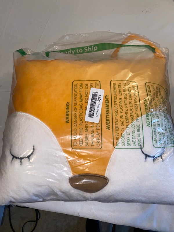Photo 1 of Little Love by NoJo – Square Shaped Fox Plush Decorative Pillow With Embroidery, Decorative Nursery Pillow, Playroom Décor, Cute Throw Pillows, Tangerine Orange, 16x12x4 Inch (Pack of 1)