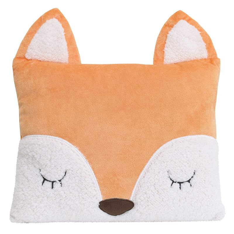 Photo 1 of Little Love by NoJo – Square Shaped Fox Plush Decorative Pillow With Embroidery, Decorative Nursery Pillow, Playroom Décor, Cute Throw Pillows, Tangerine Orange, 16x12x4 Inch (Pack of 1)
