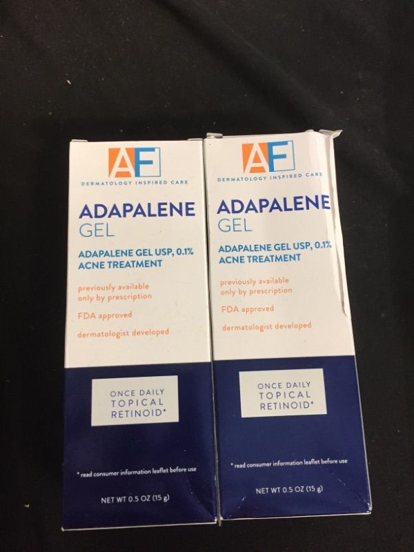 Photo 2 of 2PC LOT
Acne Free Adapalene Gel 0.1%, Once-Daily Topical Retinoid Acne Treatment, Dermatologist Developed, Unclogs Pores and Clears Acne, Prevents and Improve Whiteheads and Blackheads, 0.5 Ounce, EXP 02/2022, 2 COUNT