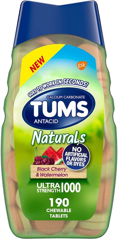 Photo 1 of 2PC LOT
TUMS Naturals Ultra Strength Antacid Chews for Heartburn Relief, Black Cherry & Watermelon - 190 Count
, EXP 02/2023

Cheerios Breakfast Cereal, Honey Nut Cheerios with Oats, Gluten Free, 27.2 oz, EXP 05/16/2022
