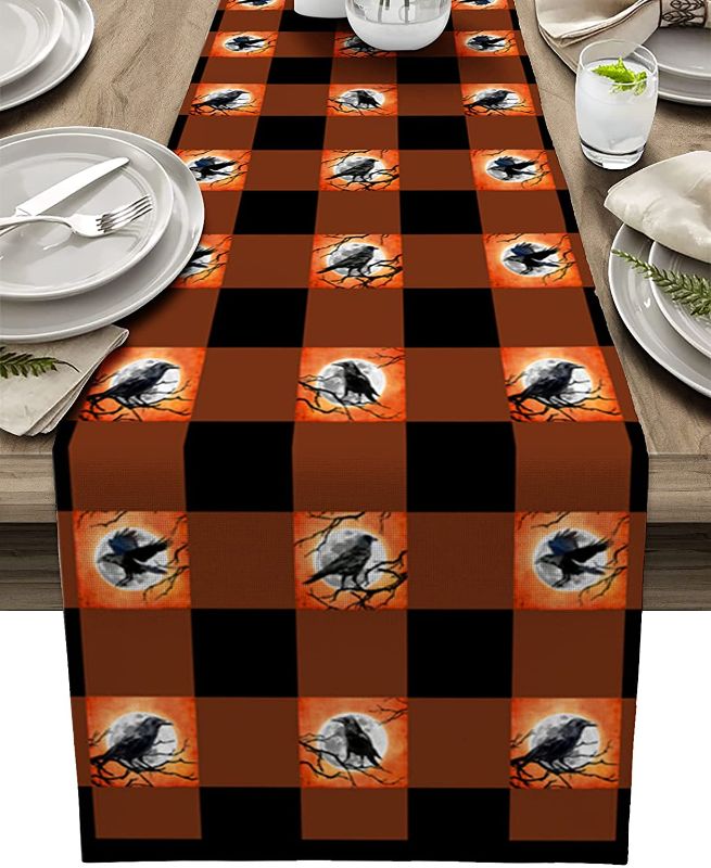 Photo 2 of 2PC LOT
CCINEE 134PCS Halloween Window Clings Cute Cartoon Assorted Stickers Decals for Halloween Party Decoration

Halloween Rave Pattern Table Runners Orange and Black Buffalo Check Plaid Non-Slip Rectangle Party Table Decorations Dresser Scarf for Kitc