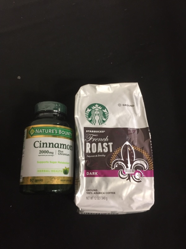 Photo 3 of 2PC LOT
Starbucks Dark French Roast, Ground Coffee, 12-Ounce, EXP UNKNOWN
NATURE'S BOUNTY CINNAMON, 60 CAPSULES ,EXP 09/2022