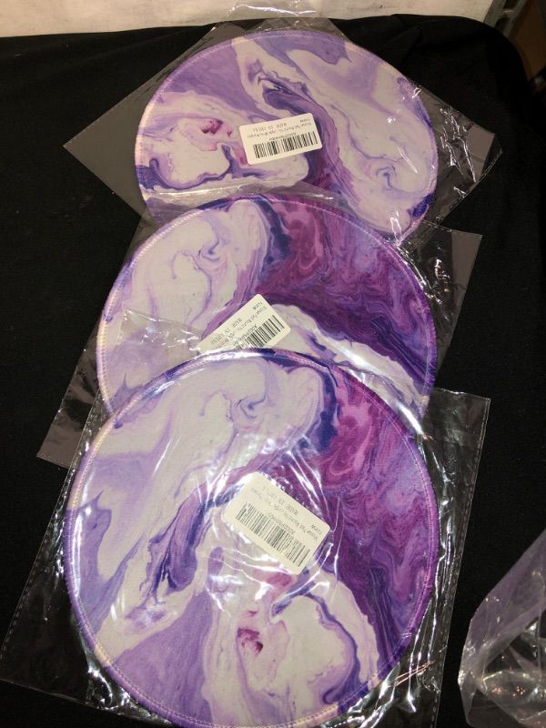 Photo 1 of Mouse Pad, Round Non-Slip Rubber Mouse Pad, Cute Design Mouse Pad with Stitched Edge, Waterproof Office Mousepads, Perfect for Gamers and Office (Purple White Marble), 3 COUNT