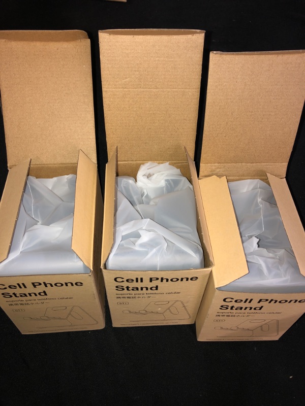 Photo 1 of APPHOME Adjustable Cell Phone Stand, Desk Cell Phone Holder, Aluminum Phone Stand for Desk with Anti-Slip Base and Charging Port, iPhone Dock Compatible with More 4-11'' Cellphone and Tablets(Grey) 3 COUNT
FACTORY WRAPPED 