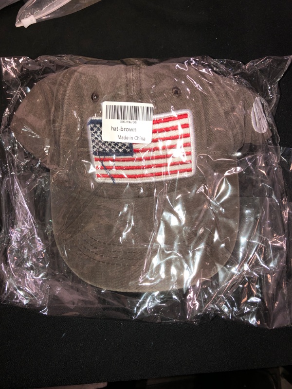 Photo 1 of BROWN AMERICAN FLAG HAT, ONE SZE 