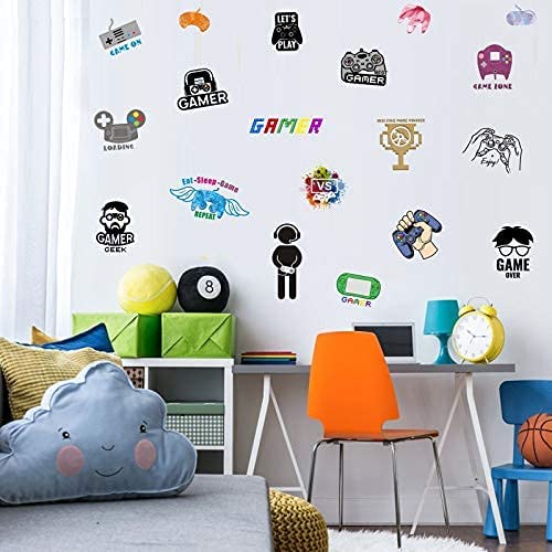 Photo 1 of Game Room Decor, Kids' Wall Stickers Murals, Video Game Room Wall Stickers, Removable Wallpaper DIY Art Craft for Gamer Bedroom Playroom Decor
