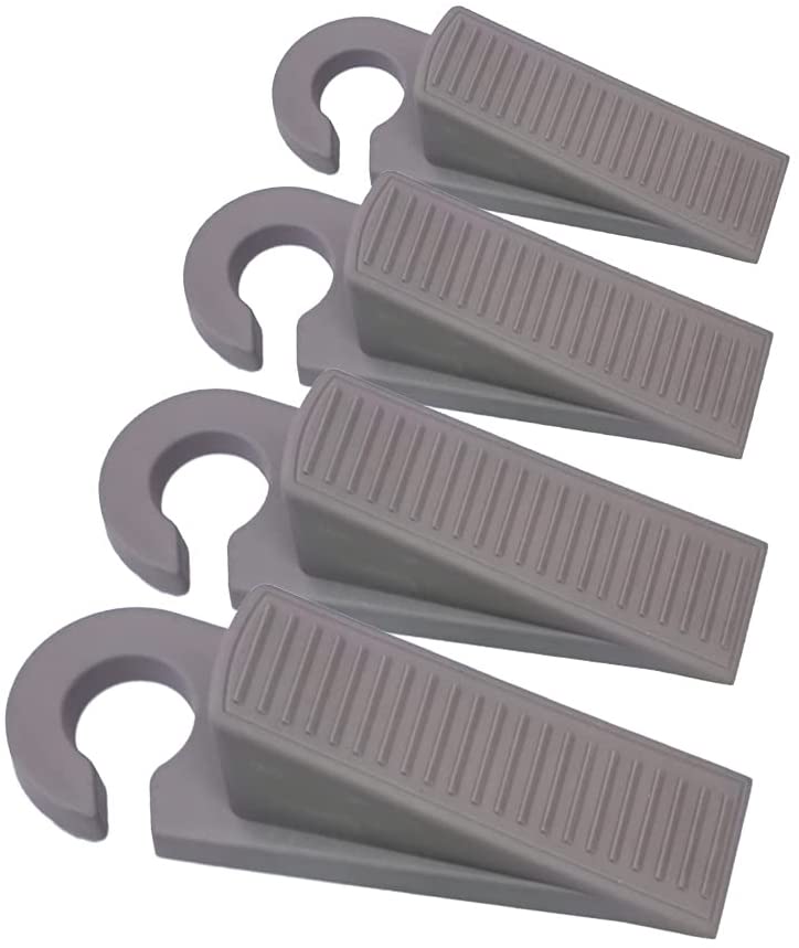 Photo 1 of 4 PCS Door stoppers. Rubber Door stoppers with Hooks are Easy to Store. The Design of Door Stops is Simple and Modern.They are Suitable for All Floors. (Gray), 5 COUNT
