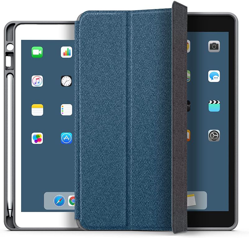 Photo 1 of YOUMAKER [2021 Upgraded] Designed for iPad 8th Generation Case, iPad 7th Generation Case, iPad 10.2 Case with Pencil Holder Heavy Duty Protective Cover with Tri-Fold Stand for iPad 10.2 Inch-Blue
