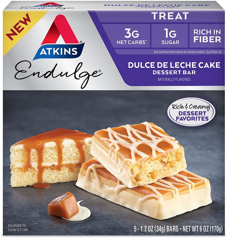 Photo 1 of 3PC LOT
Atkins Endulge Treat Dessert Bar Dulce De Leche Cake, 5 Count, EXP 01/27/2022, 2 COUNTZonePerfect Protein Bars, 

Fudge Graham, 14g of Protein, Nutrition Bars With Vitamins & Minerals, Great Taste Guaranteed, 5 Bars EXP 01/01/2022


