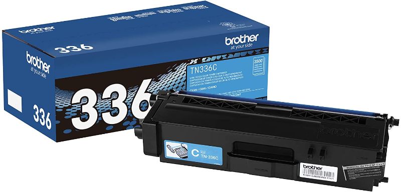 Photo 1 of Brother Genuine High Yield Toner Cartridge, TN336C, Replacement Cyan Toner, Page Yield Up To 3,500 Pages, Amazon Dash Replenishment Cartridge, TN336
