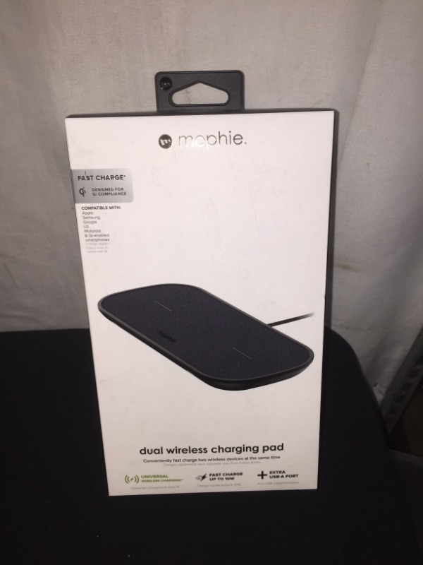 Photo 2 of mophie 409903633 Dual Wireless Charging Pad - Made for Apple Airpods, iPhone Xs Max, iPhone Xs, iPhone XR and Other Qi-Enabled Devices - Black
