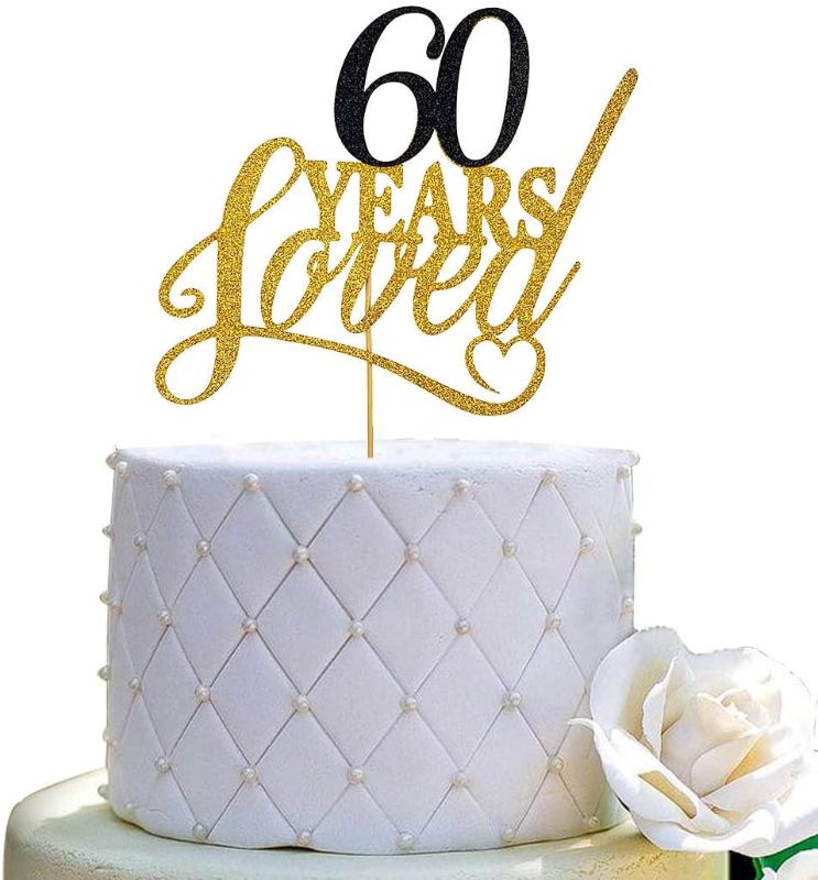 Photo 1 of 4PC LOT
60 Years Loved Cake Topper - 60th Birthday / Anniversary Party Decorations - Golden Glitter Font Black Numbers
2 COUNT

Red Number 20 Balloons,40 Inch Birthday Number Balloon Party Decorations Supplies Helium Foil Mylar Digital Balloons (Red Numbe