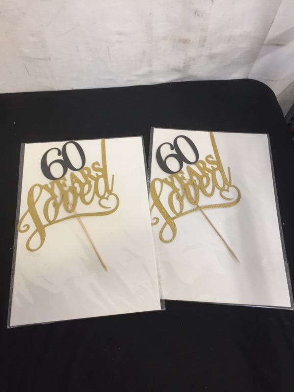 Photo 4 of 4PC LOT
60 Years Loved Cake Topper - 60th Birthday / Anniversary Party Decorations - Golden Glitter Font Black Numbers
2 COUNT

Red Number 20 Balloons,40 Inch Birthday Number Balloon Party Decorations Supplies Helium Foil Mylar Digital Balloons (Red Numbe