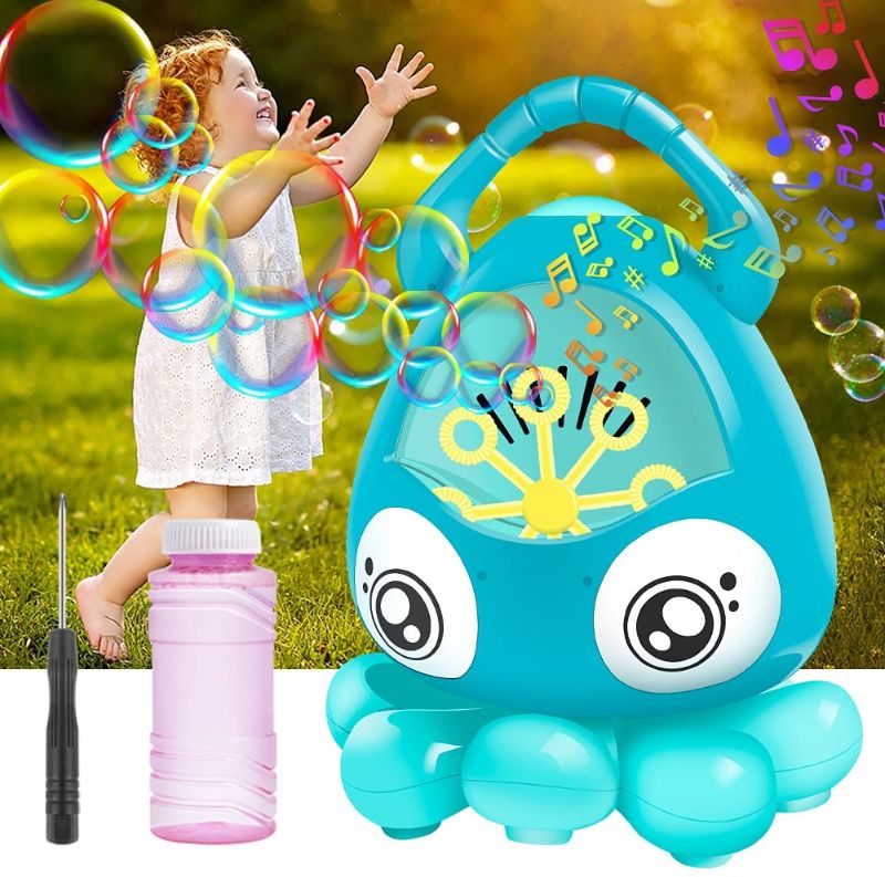 Photo 1 of  Bubble Machine Automatic Bubble Maker Blower 3000+ Bubbles Per Minute, Octopus Music Bubble Maker with 110 ml Bubble Solution, Kids Bubble Toys for Age 3+
