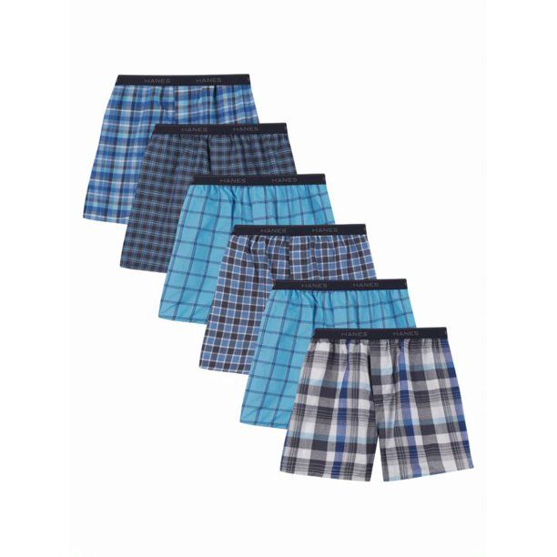 Photo 1 of Hanes Men's Value Pack Woven Boxers, 6 Pack---SIZE:L