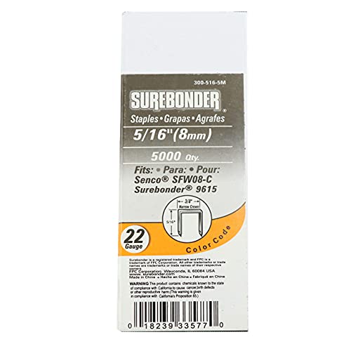 Photo 1 of 300-516-5M Narrow Crown 22 Gauge Upholstery Staples - 5/16" Length - 5000 Count
