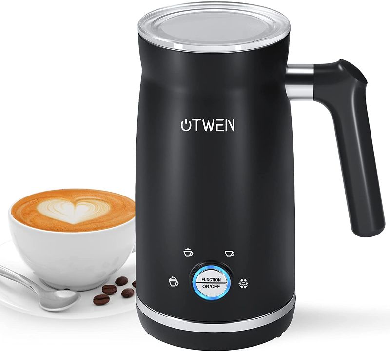 Photo 1 of Milk Frother, Electric Milk Frother and Steamer, OTWEN Automatic Hot Cold Milk Foamer, 4 Modes Stainless Steel Quiet High Capacity Milk Warmer for Coffee, Latte, Cappuccino, Macchiato, Hot Chocolates
