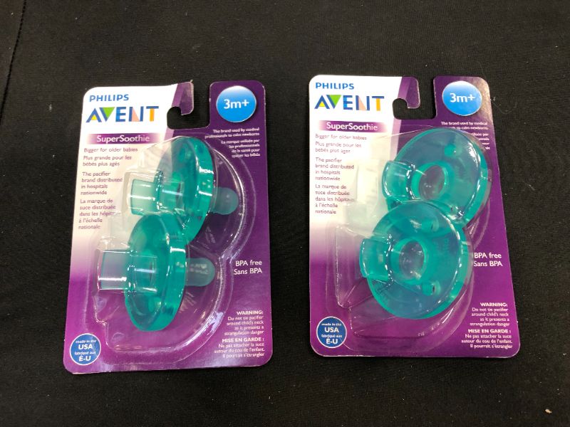 Photo 2 of 2 PACKS OF Philips Avent Super Soothie Pacifier, Green, 3+ months, 2 Pack, SCF192/05
