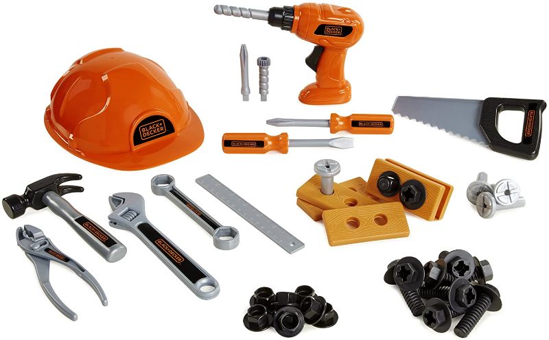 Photo 1 of BLACK+DECKER Junior Kids Tool Set - Mega Tool Set with 42Piece Tools & Accessories! Role Play Tools for Toddlers Boys & Girls Ages 3 Years Old & Above, Includes Helmet & Drill!
