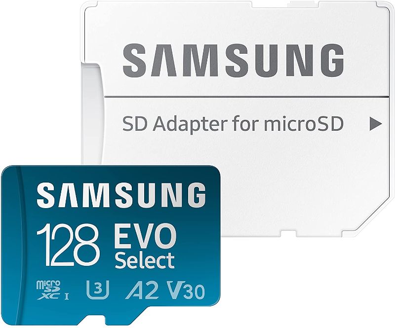 Photo 1 of SAMSUNG EVO Select Micro SD Memory Card + Adapter, 128GB microSDXC 130MB/s Full HD & 4K UHD, UHS-I, U3, A2, V30, Expanded Storage for Phone, Gaming, Tablet, MB-ME128KA/AM
