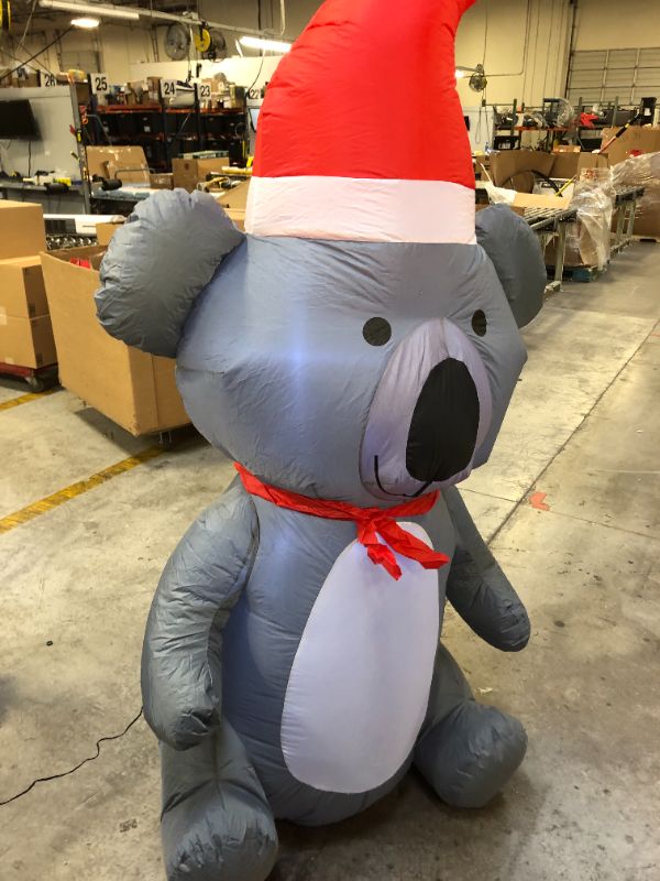 Photo 2 of Christmas Decoration Koala With Santa Hat Airblown Inflatable 6.5 ft Pre-Lit LED See original listing
