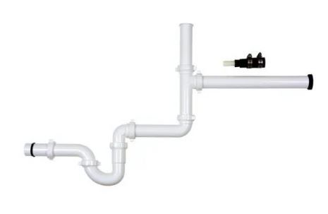 Photo 1 of 1-1/2 in. White Plastic Slip-Joint Garbage Disposal Install Kit with Dishwasher Garbage Disposal Connector
