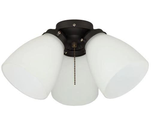 Photo 1 of 3-Light Oil Rubbed Bronze Ceiling Fan Shades LED Light Kit