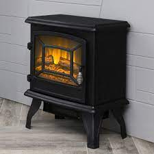 Photo 1 of 17 in. Freestanding Electric Fireplace in Black
