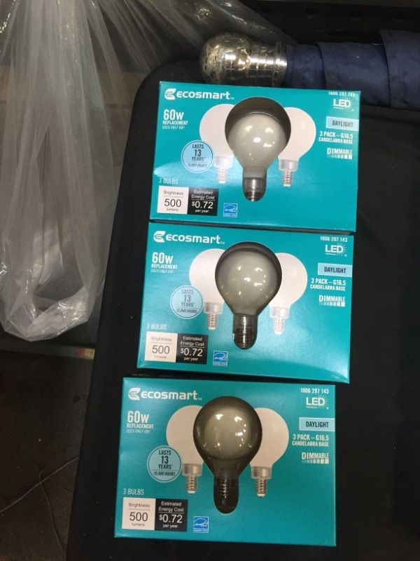 Photo 1 of 3 boxes of 3 60w bulbs with candle stick connection