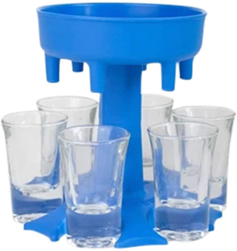 Photo 1 of 6 Shot Glass Dispenser and Holder, Dispenser for Filling Liquids with 6 Pcs 1.2oz Acrylic Cup for Bar Shot, Wine, Cocktail and Whiskey Dispenser
