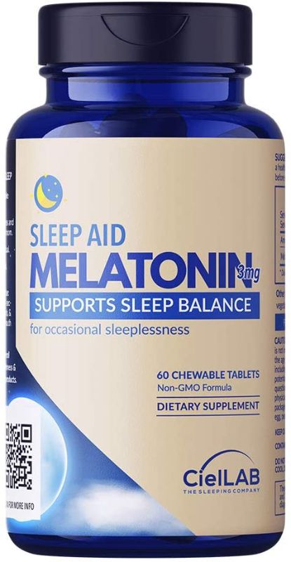 Photo 1 of 2x Melatonin 3mg Chewables (60's) Helps Support and Regulate Sleep for Jet lag, and Insomnia - Fall Asleep Faster Sleep Longer and Wake Up Refreshed, Sleep Vitamins, Chewable- Made in USA - by CieLAB
