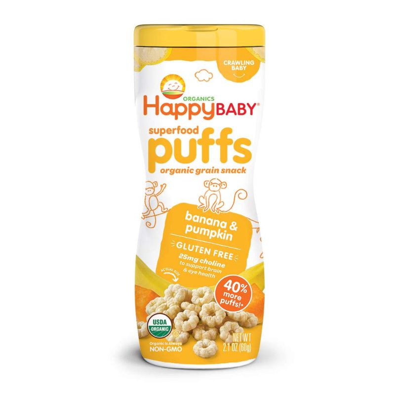 Photo 1 of Happy Baby Organics Superfood Puffs, Banana & Pumpkin, Packaging may vary, 2.1 Oz, Pack of 6

