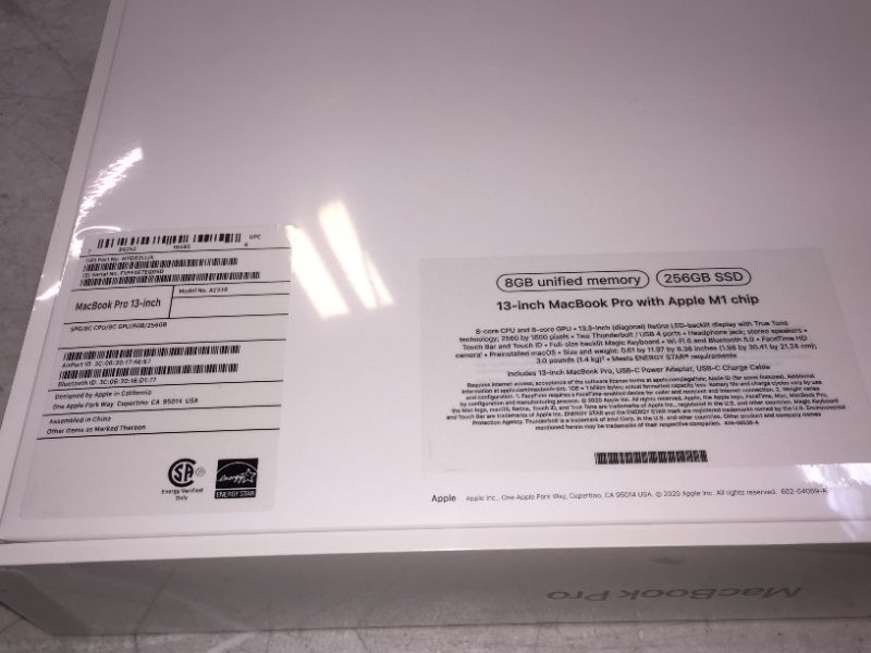 Photo 10 of 2020 Apple MacBook Pro with Apple M1 Chip (13-inch, 8GB RAM, 256GB SSD Storage) - Space Gray ----- BOX HAS VERY LITTLE DENT BUT ITEM NOT DAMAGED----
